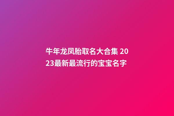牛年龙凤胎取名大合集 2023最新最流行的宝宝名字